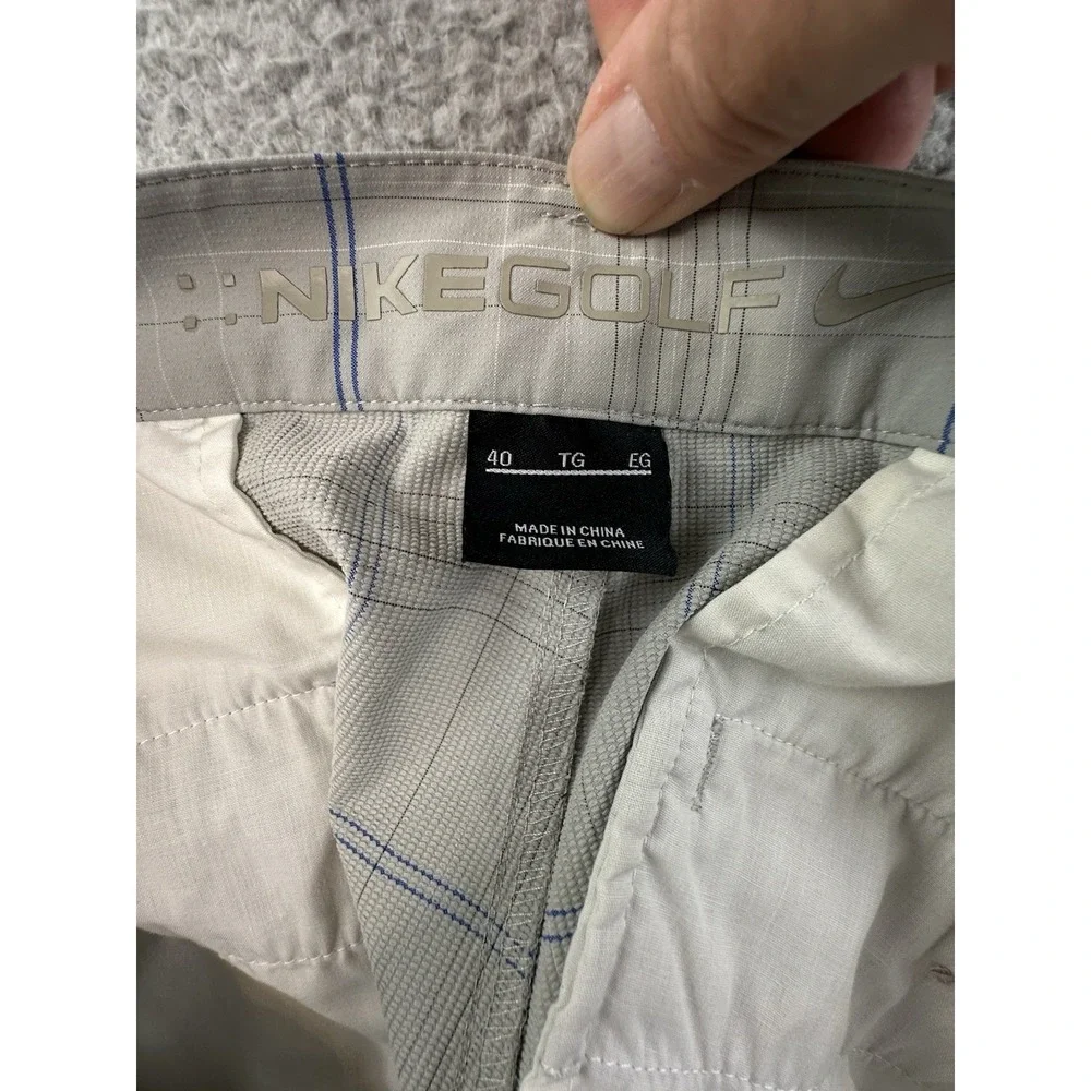 Nike Golf Shorts Mens 40 Gray Blue Plaid Chinos Stretch Performance 12